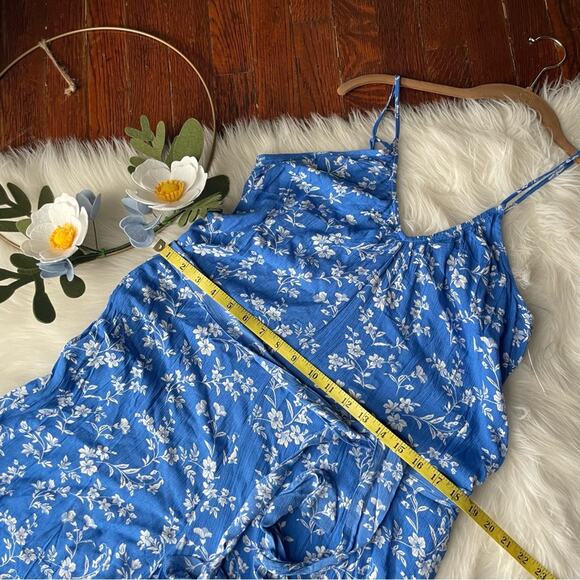Blue Wide Leg Jumpsuit Floral Flowy NWT - Picture 3 of 8